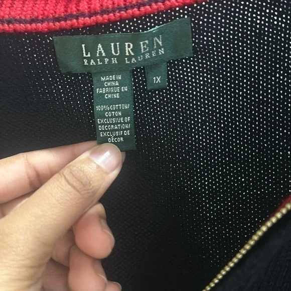 Vintage Ralph Lauren Crest Cotton Turtleneck Zip Sweater Size 1X - Picture 3 of 4